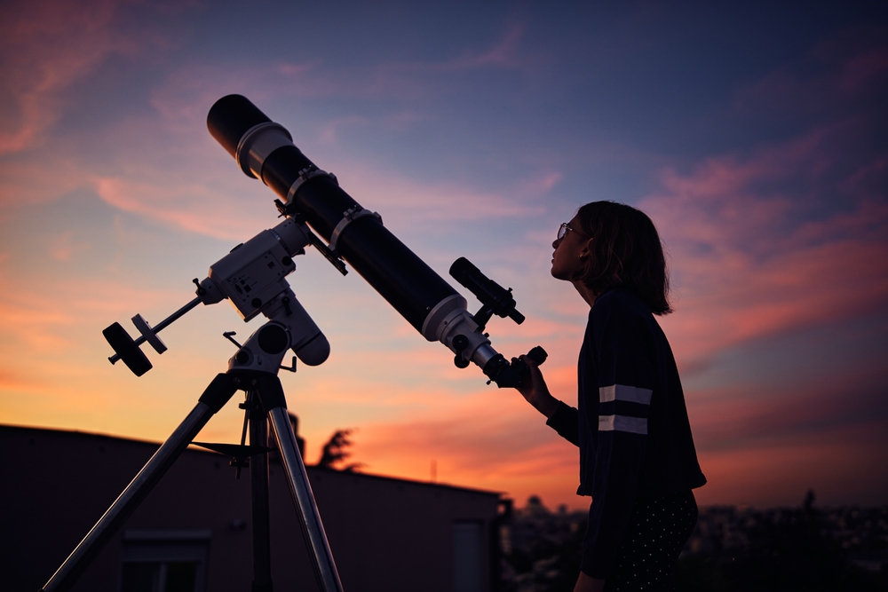 A girl stargazing