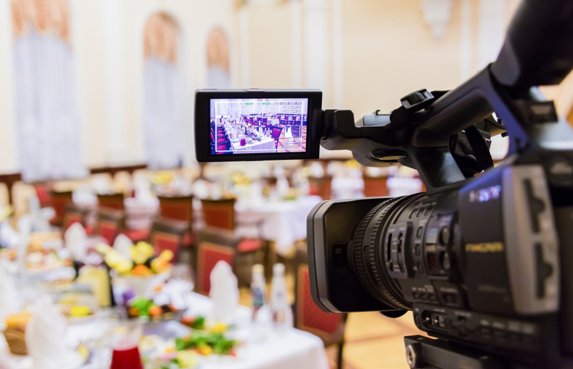 Camera taking a picture of a wedding venue