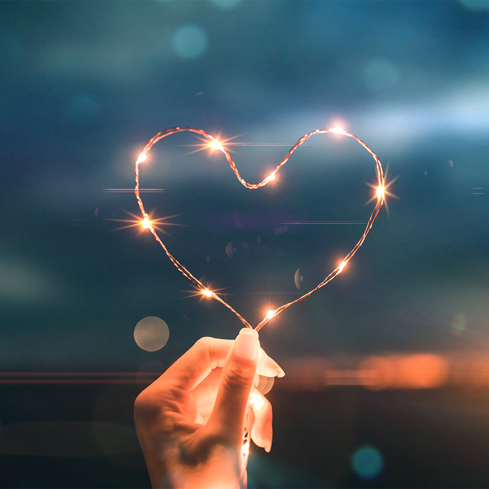 A heart made out of fairy lights