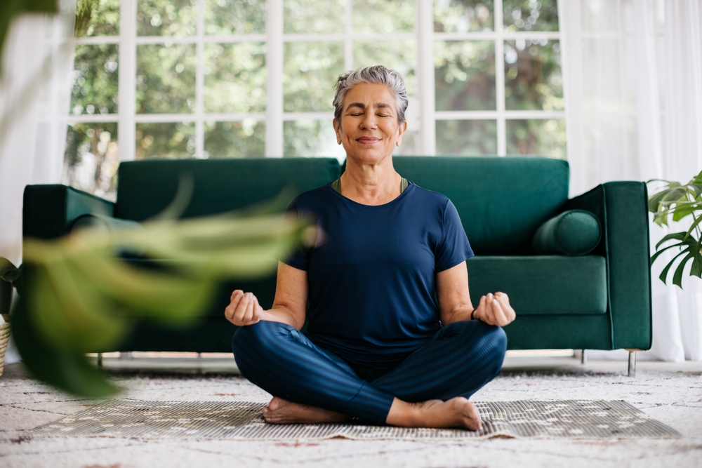 A woman meditating