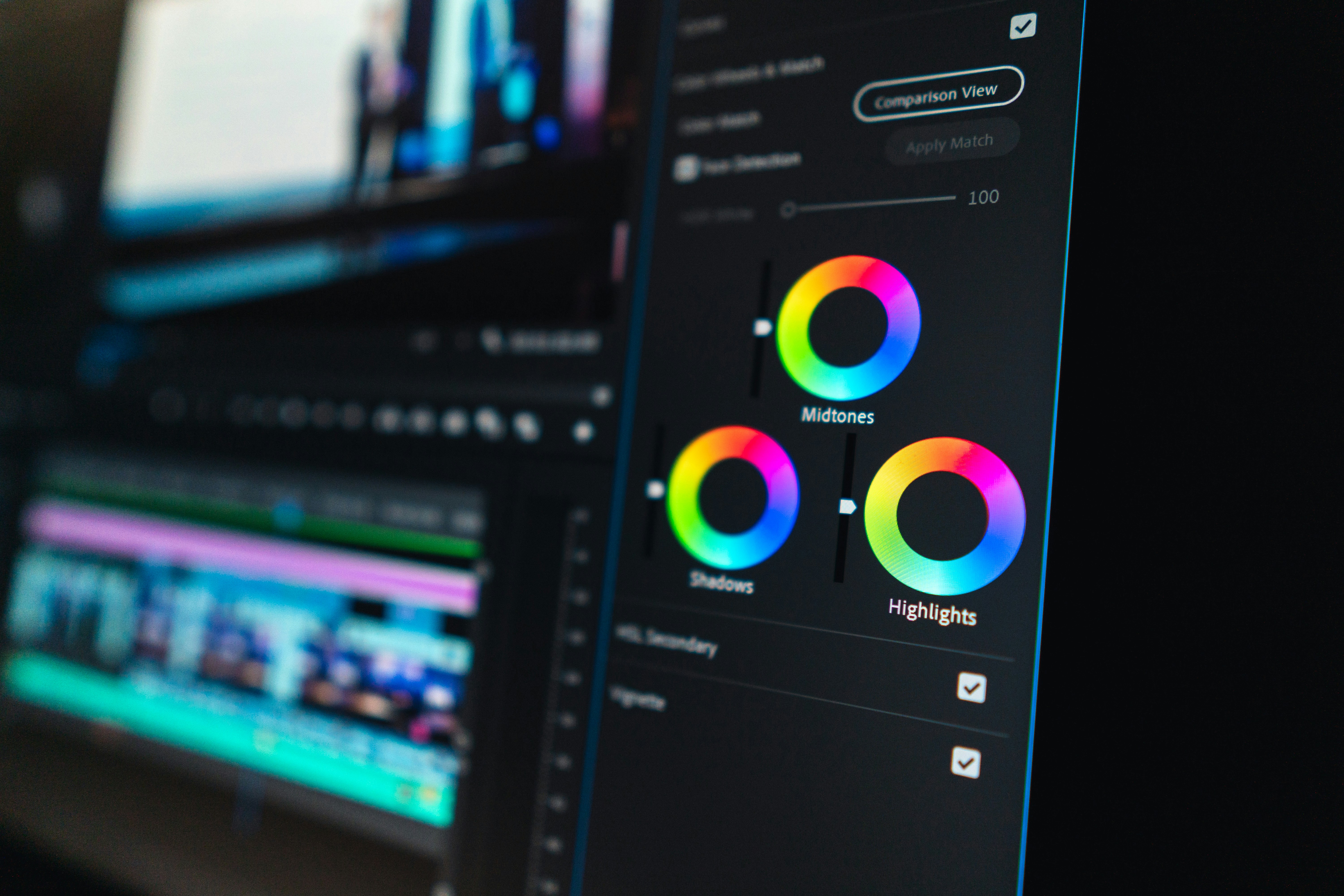 	Colour correcting in video editing