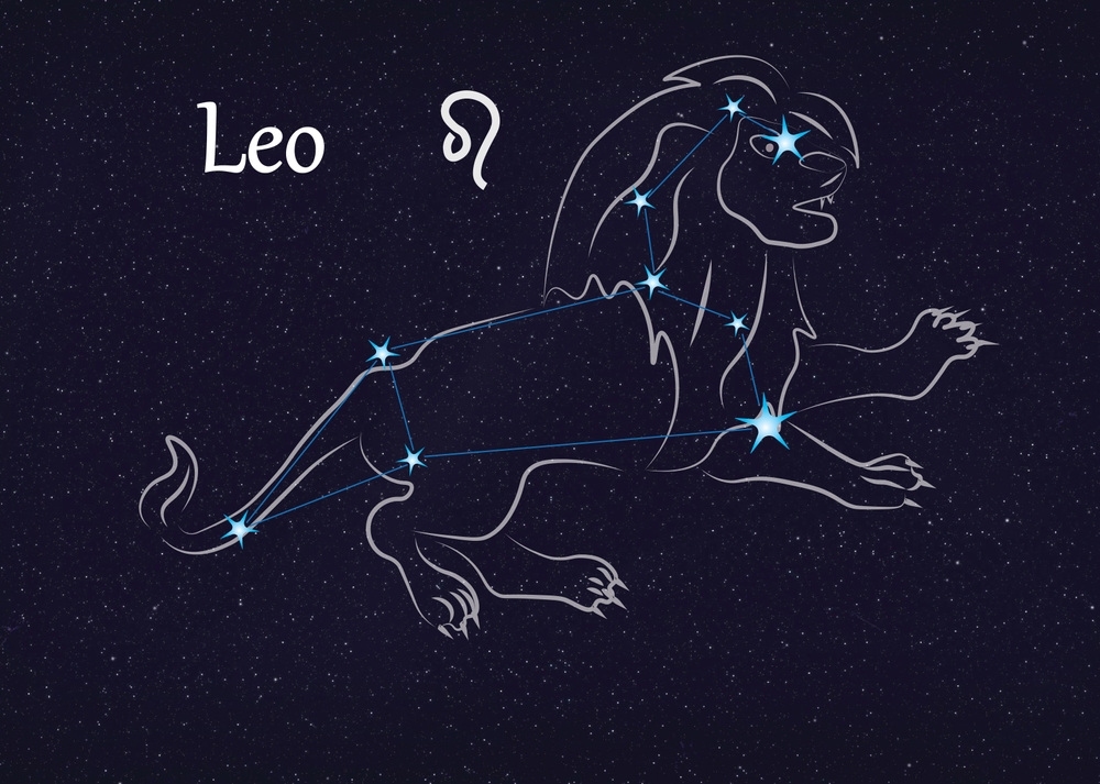 The Leo constellation with the outline of a lion