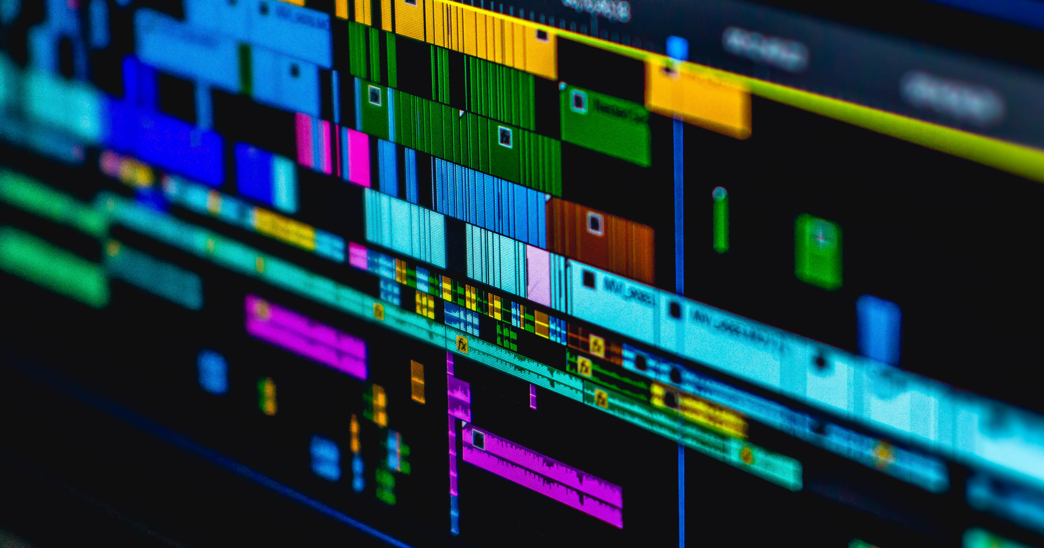 Close-up of video editing software timeline