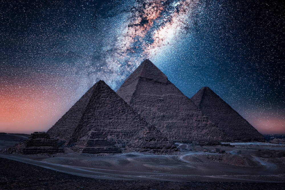 Pyramids at night